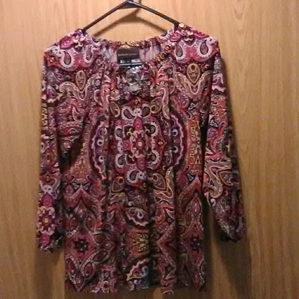 Dana Buchman Paisley 3/4 sleeves Blouse